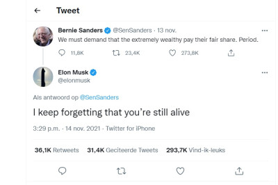 Breaking news! Tesla-topman Elon Musk is nog steeds een ongelofelijke eikel