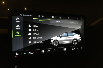 Skoda Enyaq Coupé RS iV: actieradius gemeten bij 100 en 130 km/h
