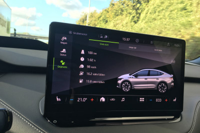Skoda Enyaq Coupé RS iV: actieradius gemeten bij 100 en 130 km/h