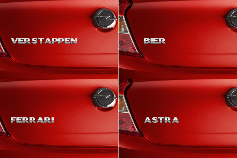 Verstappen, Bier, Ferrari of Astra – Opel Karl met jouw ‘naam’