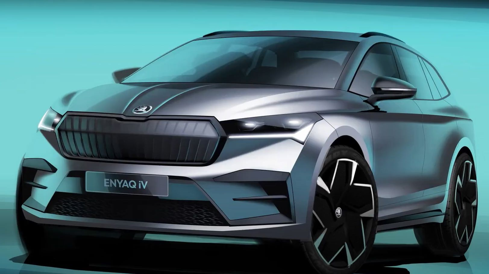 Zo 'dik' als op deze schetsen wordt de Skoda Enyaq niet