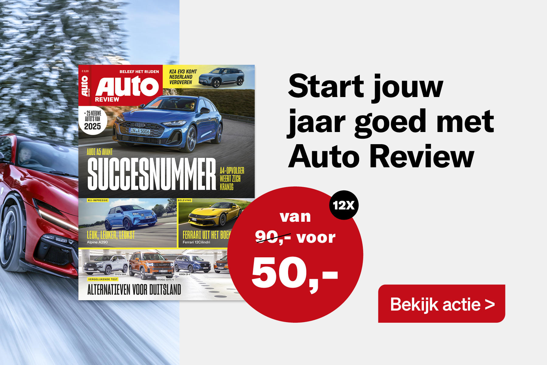 Start jouw jaar goed met Auto Review: tot 44% korting op een abonnement!